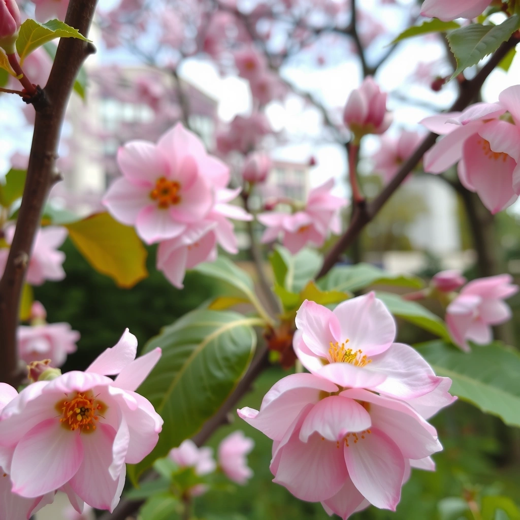 Весеннее цветение вишневых деревьев